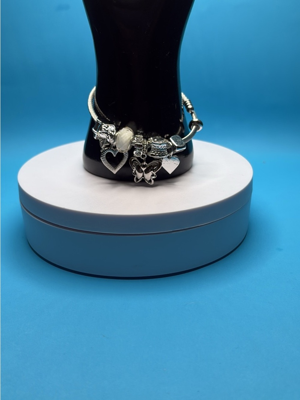 Silver Heart & Butterfly Charm Bracelet - Women's Jewelry
